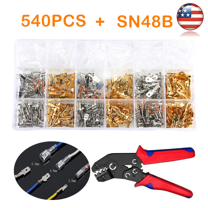 540X Assorted Insulated Crimp Spade Terminals Electrical Wire Connector Kit Set