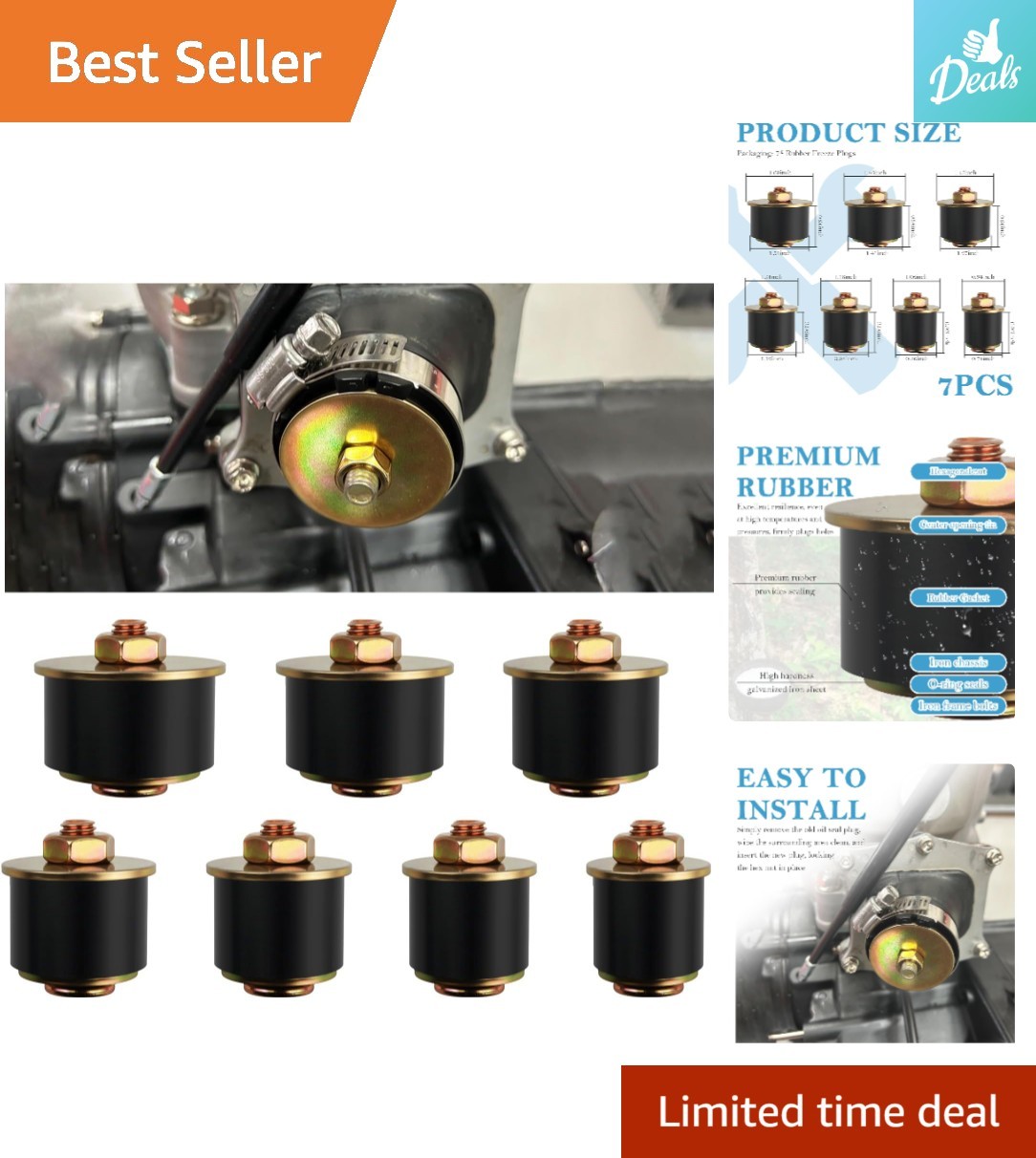 Rust-Resistant 7PCS Rubber Expansion Freeze Plugs – Engine Efficiency Guaranteed