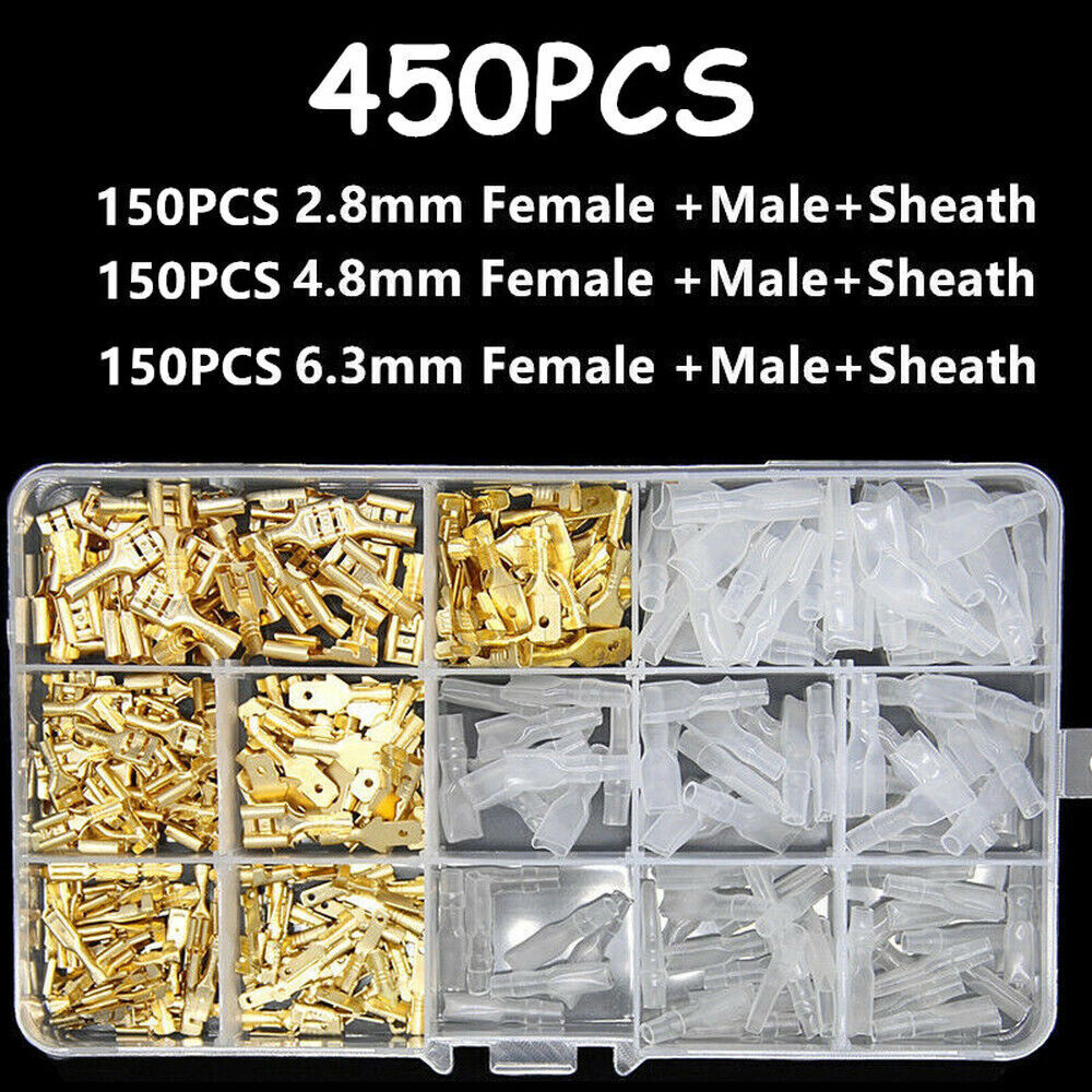 Male Female Spade Crimp Terminals Electrical Wire Connectors/Plier 2.8-6.3mm