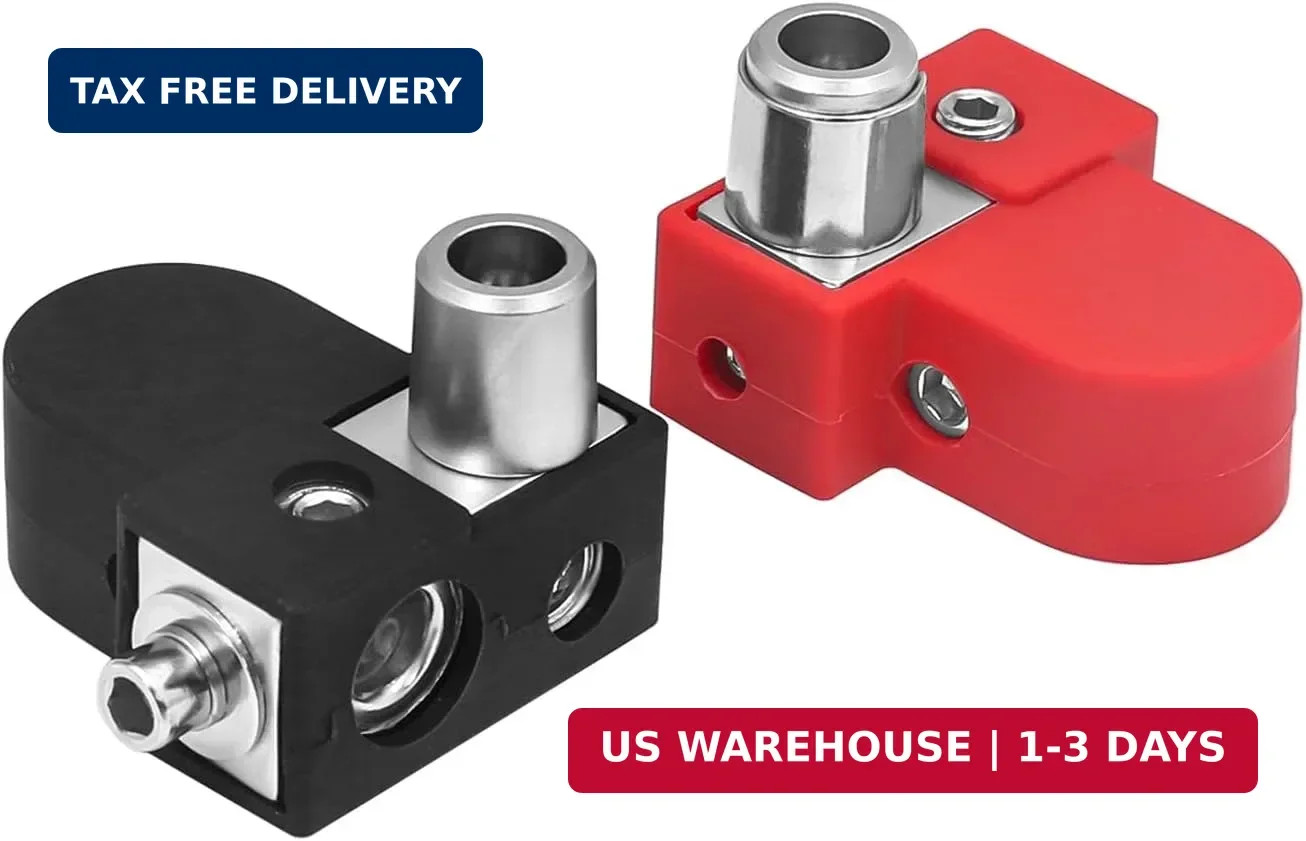 Recoil BTO Solid Brass Positive Negative Battery Terminals with Adaptor Collars,