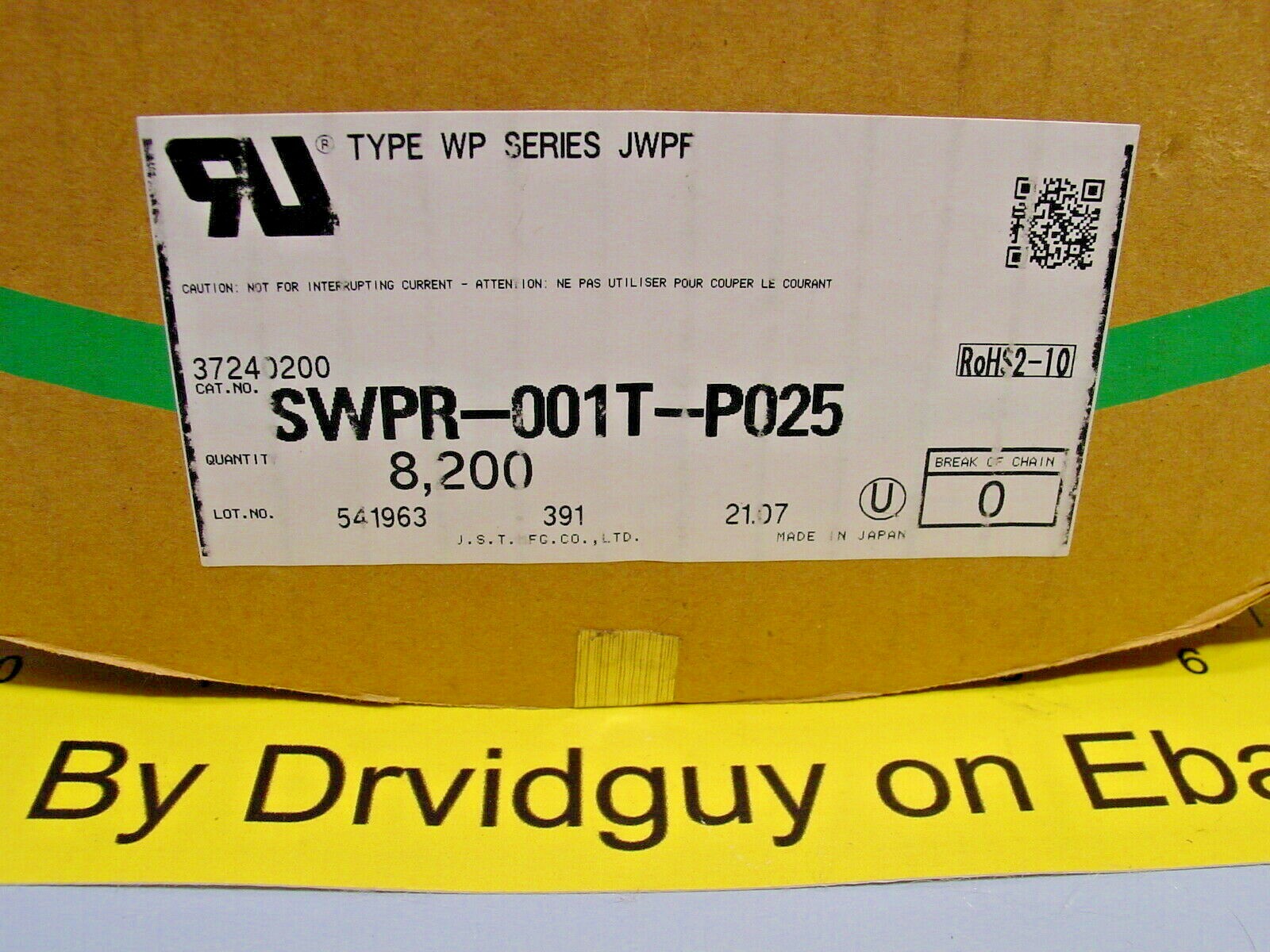 Reel of 8200 JST Mfg. Co. SWPR-001T-P025 JWPF Connectors; 100V; 22-26AWG; Crimp