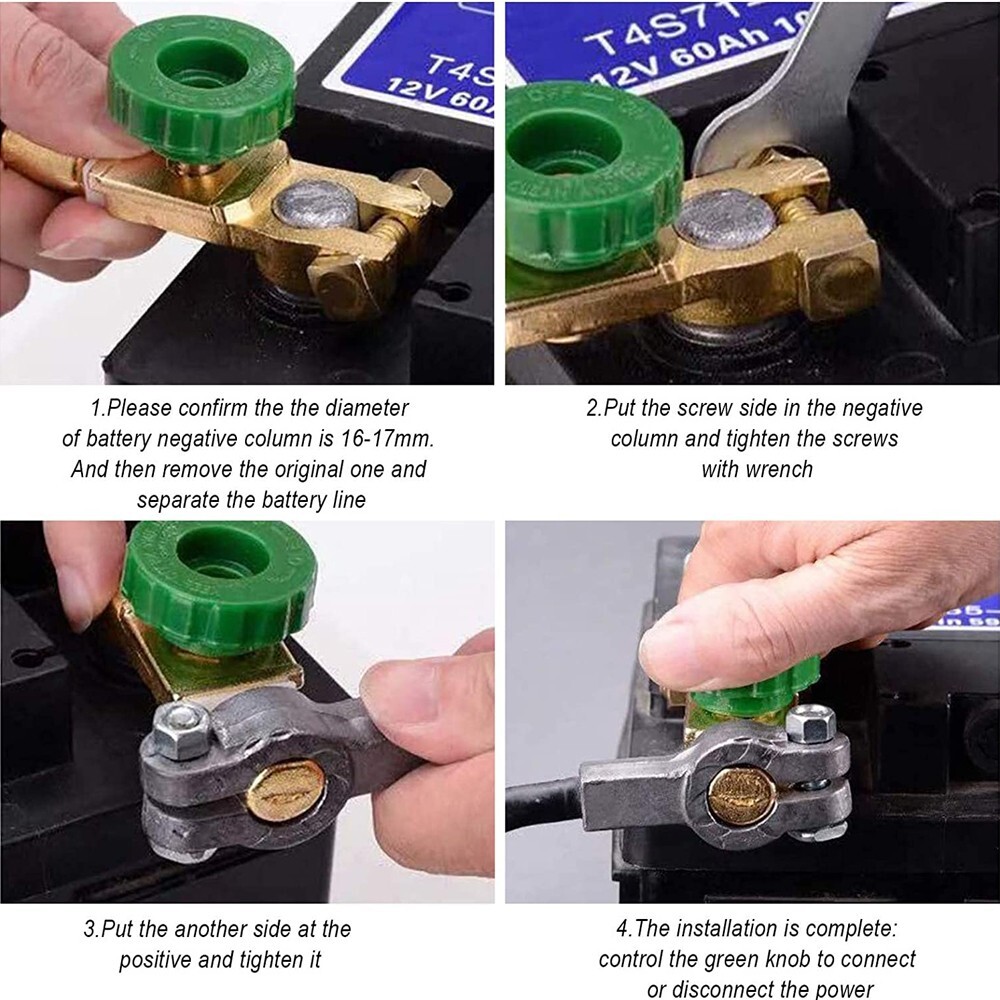 Pair Car Battery Link Terminal Quick Disconnect Cut-off Master Kill Shut Switch