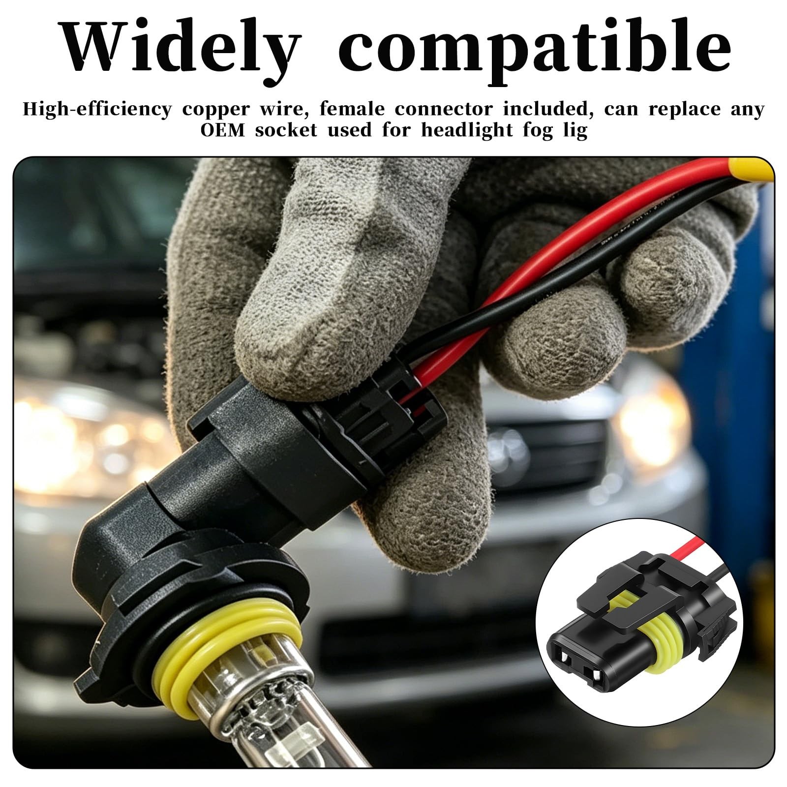 2PCS Headlight Wiring Harness 9005 9006 HB3 HB4 Headlight Connector Female Ad…