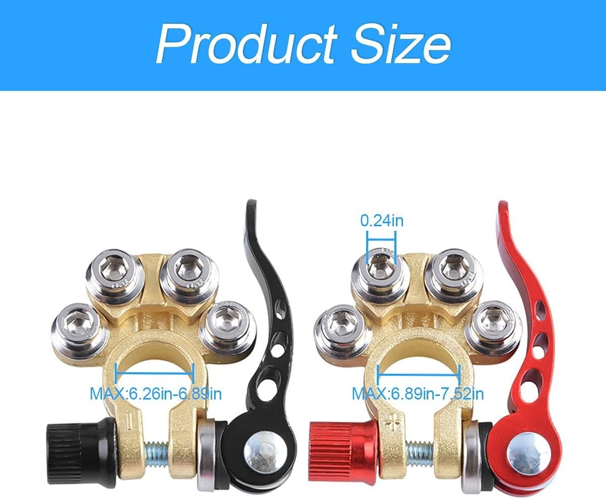 Car Battery Terminal Kit – 2 Pcs, 4-Way, SAE/JIS Type A, Brass, Clamp Mount