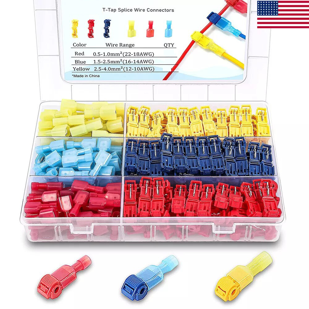 240/60pcs T-Taps Wire Connectors Quick Splice Terminals Insulated Crimp Cable