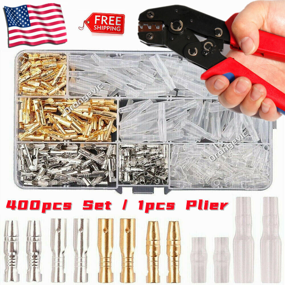 400X Assortment Male Female Bullet Terminals Electrical Wire Crimp Connector Kit