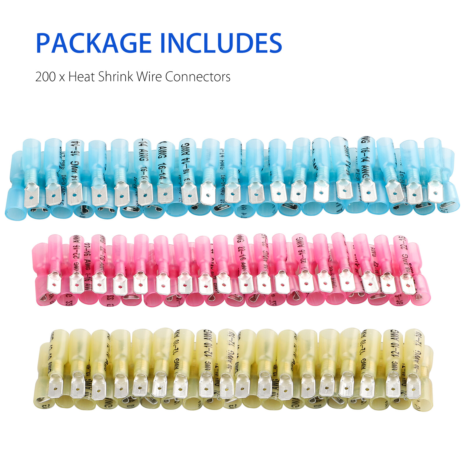 200/100PCS Electrical Heat Shrink Male & Female Spade Wire Connectors Terminals