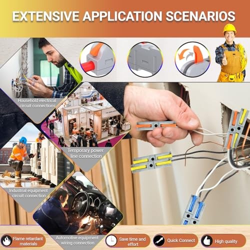 100pcs Lever Wire Connectors, 1 in 1 Out Inline Electrical Wire Splicing