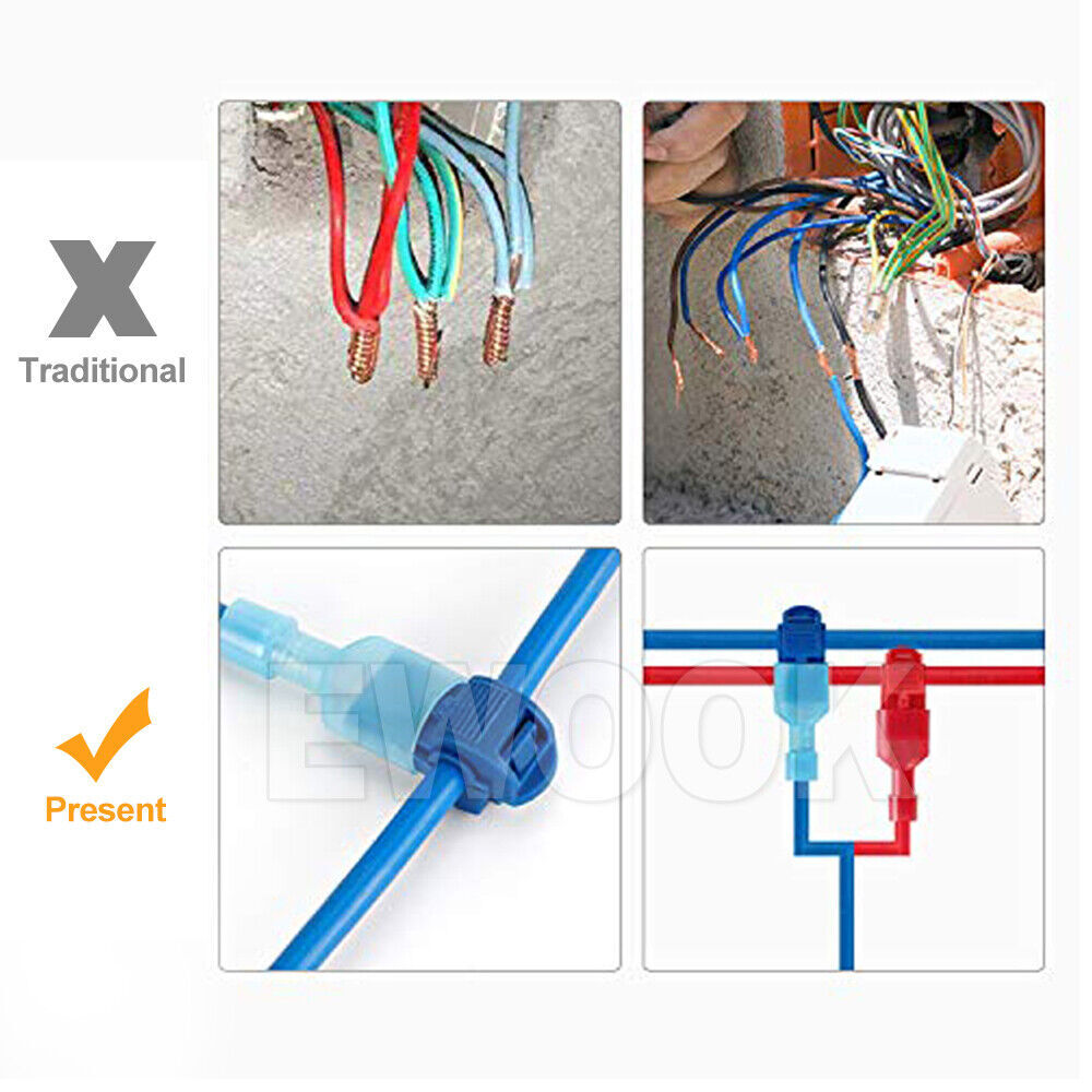 60x Terminals Crimp Connectors Quick Splice Lock Wire T Tap Scotchlock Cable