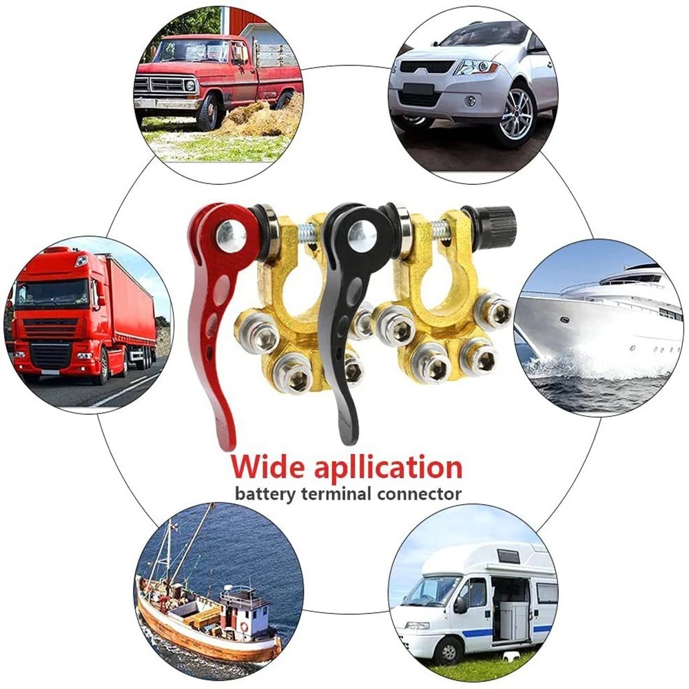 2PCS 4 Way Car Battery Terminal Clamp Connectors Quick Release Disconnect Tool