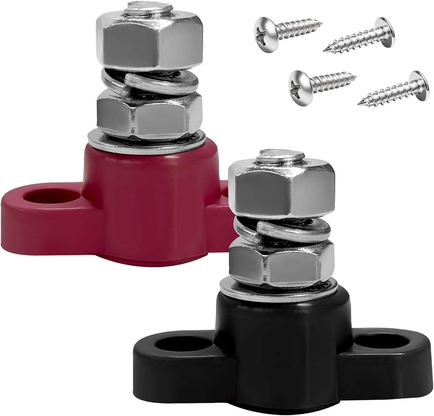 2 PCS 3/8″ 12V Car Single Stud Battery Junction Post Block, Heavy Duty Auto Insu