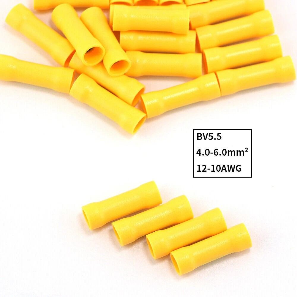 200PCS Electrical Straight Butt Connectors Insulated Splice Crimp Wire Terminals
