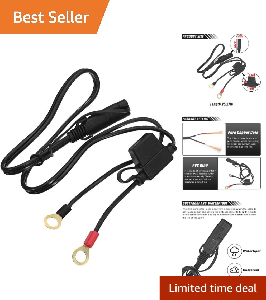 Weatherproof SAE Battery Connector Cable with Ring Terminal for Easy Install