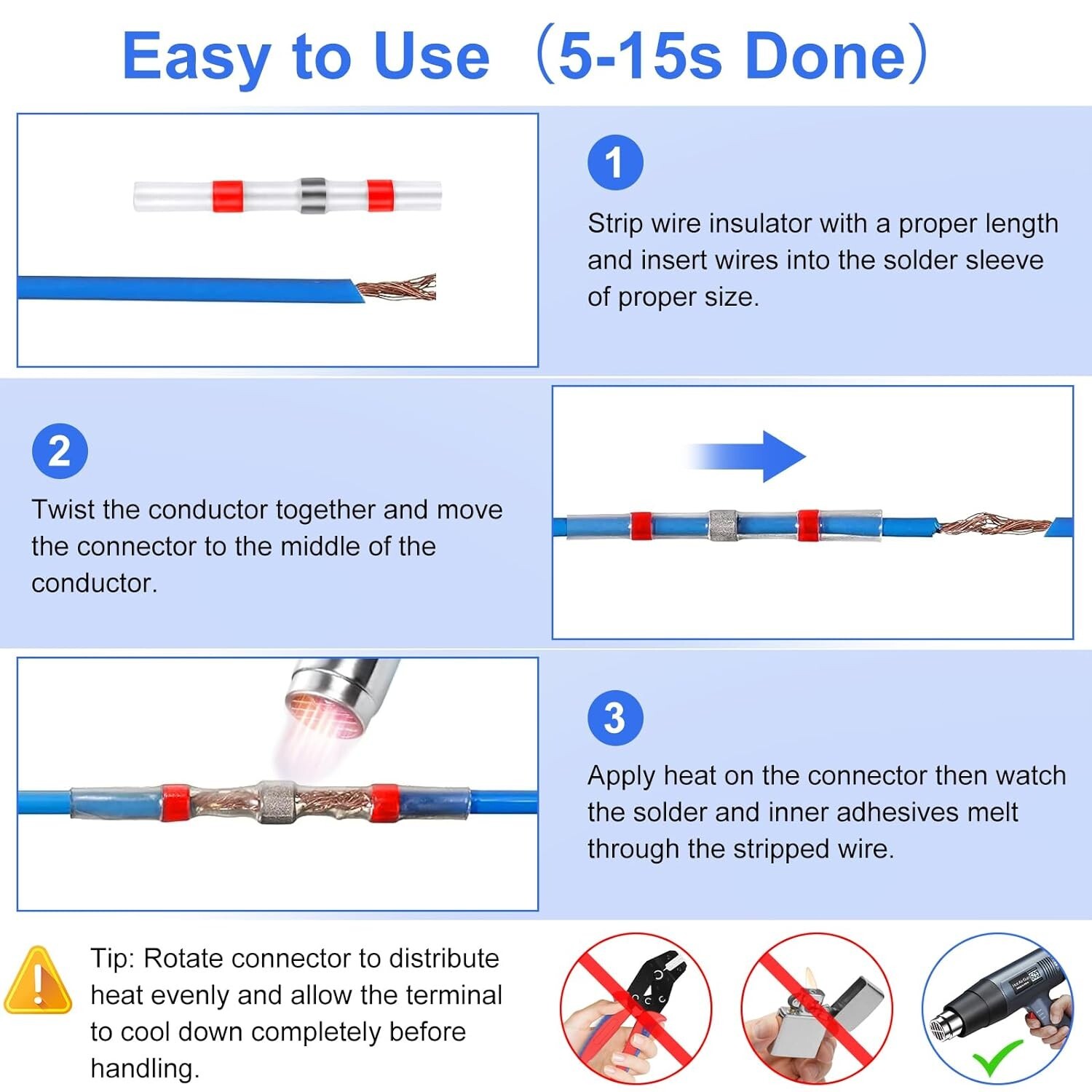 800/160 Solder Seal Sleeve Heat Shrink Butt Wire Connectors Terminals Waterproof