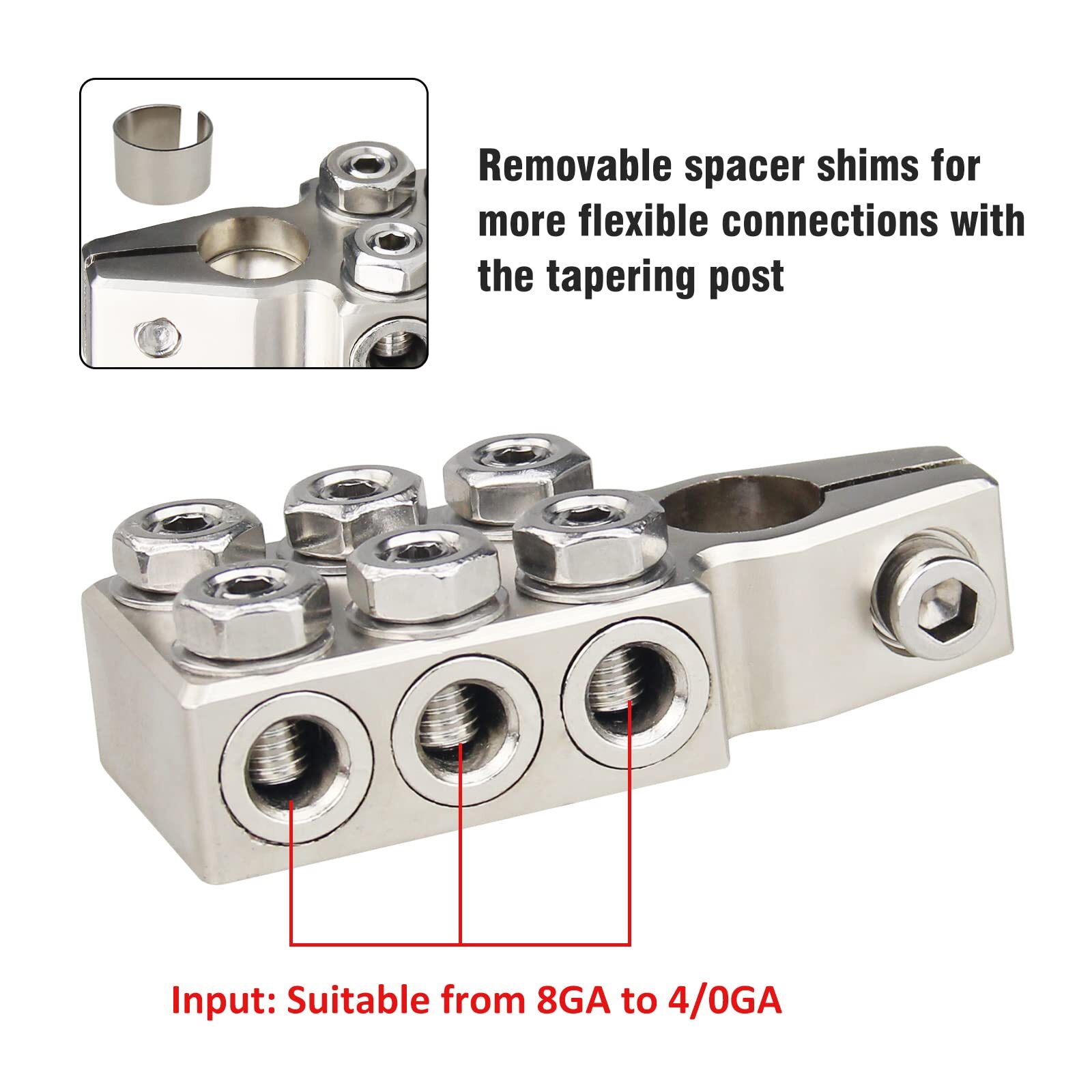 Battery Terminal Block 12-Way 8AWG to 4/0 AWG Positive/Negative Pair
