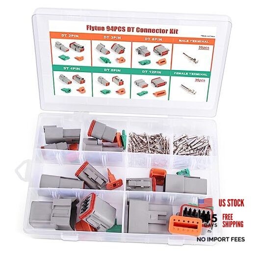 94PCS Electrical Wire Connector Plug – 6 Sets – 2 3 4 6 8 12 Pin Deutsch DT