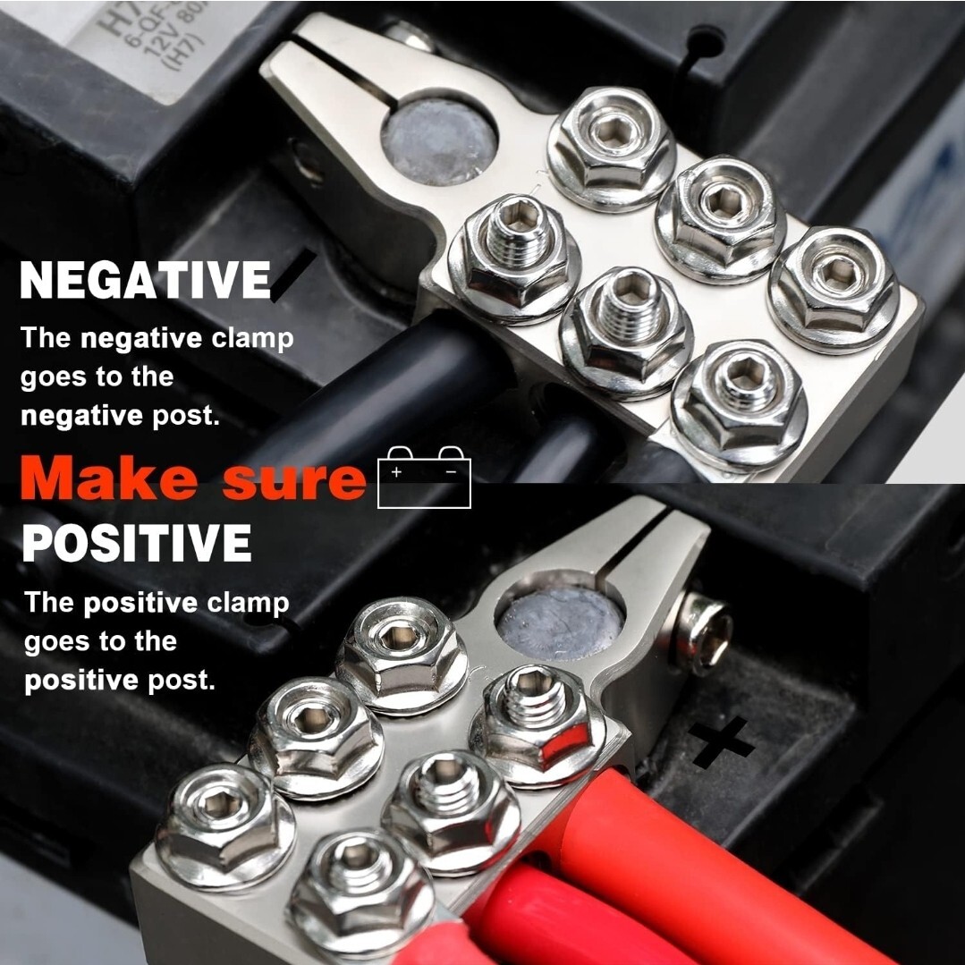 Battery Terminal Connector12way Clamps 8awg Up To 4/0xl Awg Gauge Positive And