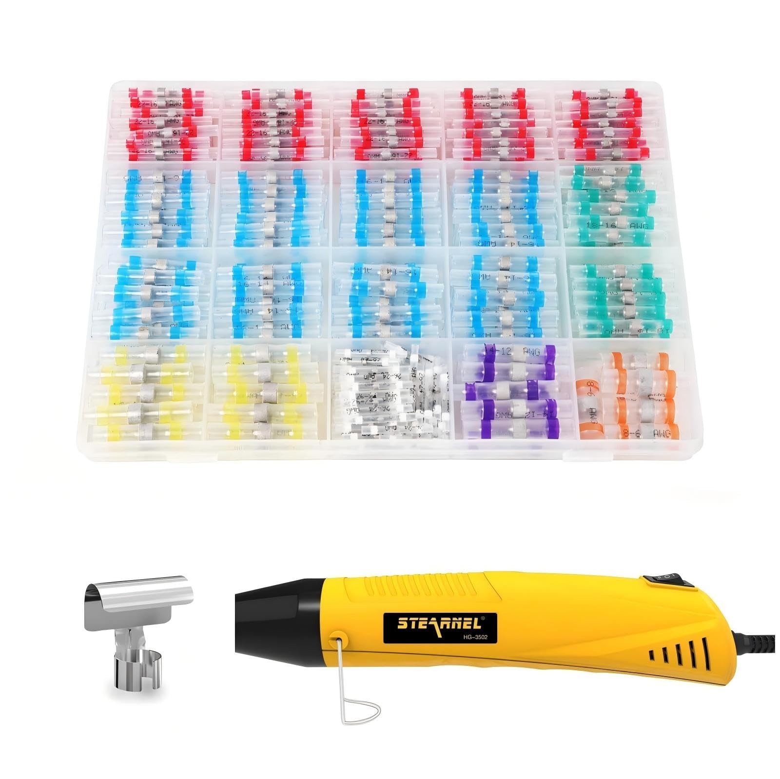 400PCS Waterproof Solder Seal Wire Connectors Kit for Marine, 26-6 Gauge, Heat G