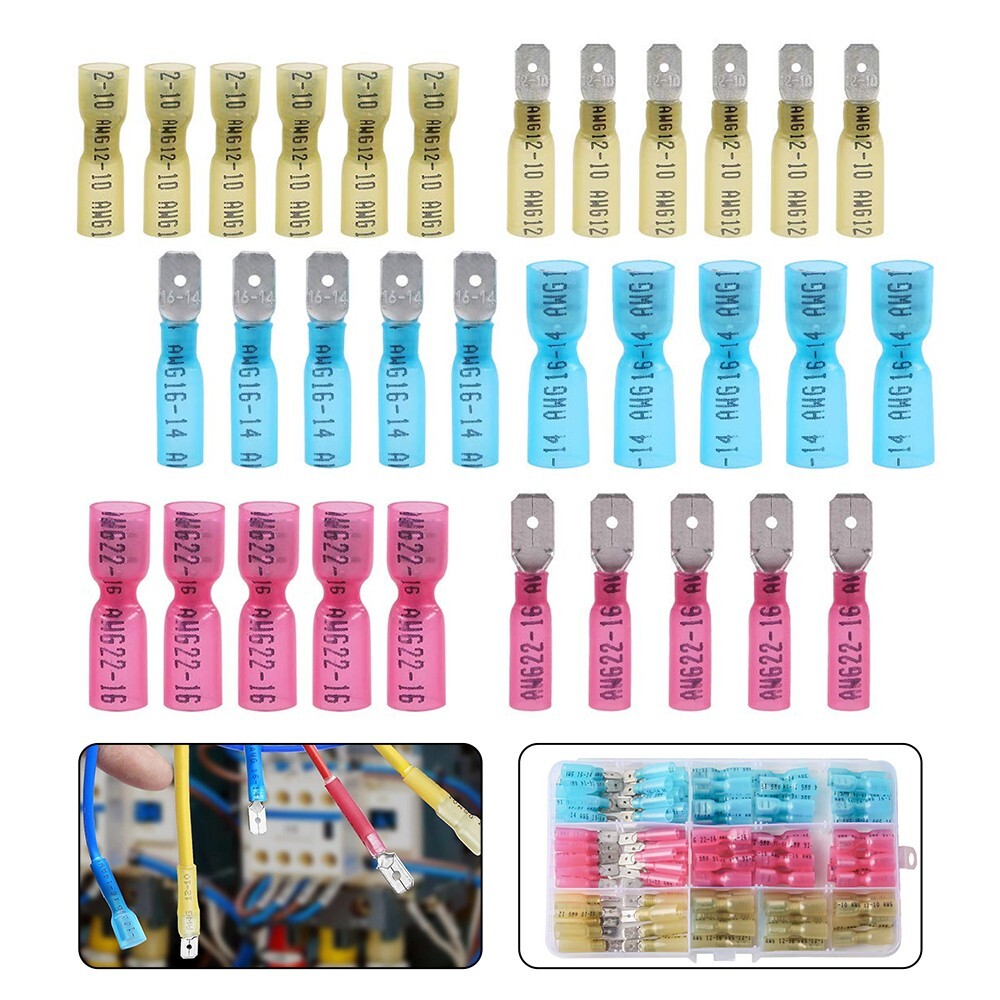 220PCS Heat Shrink Spade Male & Female Electrical Wire Terminals Connectors Kit