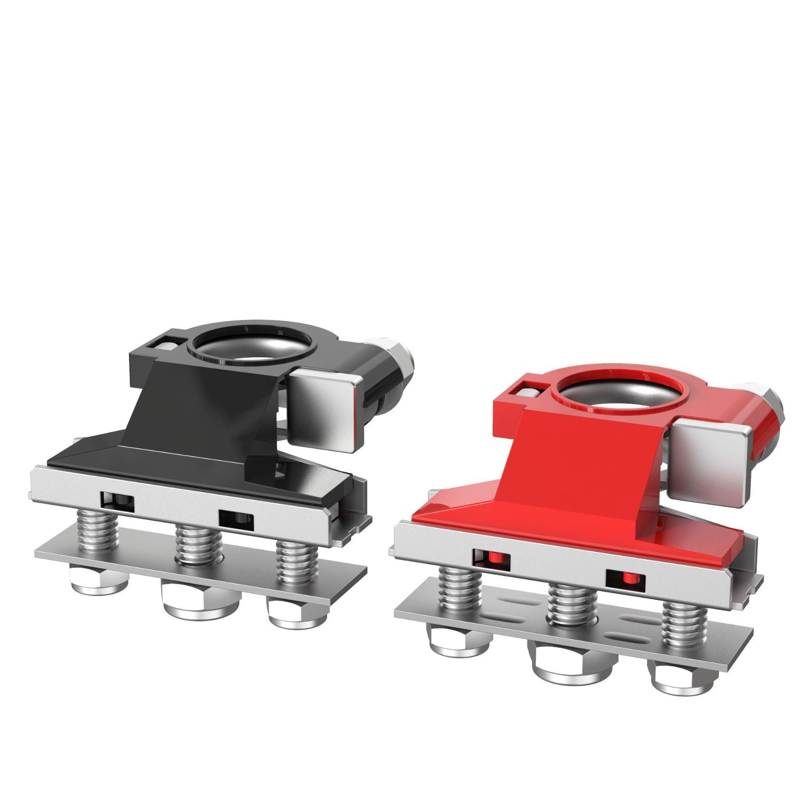 12V Car Battery Terminal Clamps 2pcs, Top Post 3-Way Connectors Kit, Red Black f