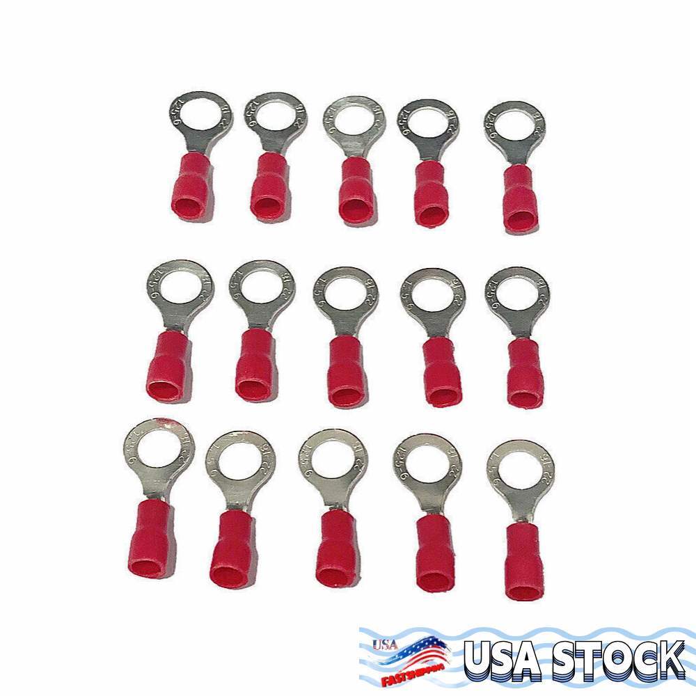 Red Cable Wire crimp Connector 6mm Ring terminal 22-16AWG RV1.25-6 200PCS