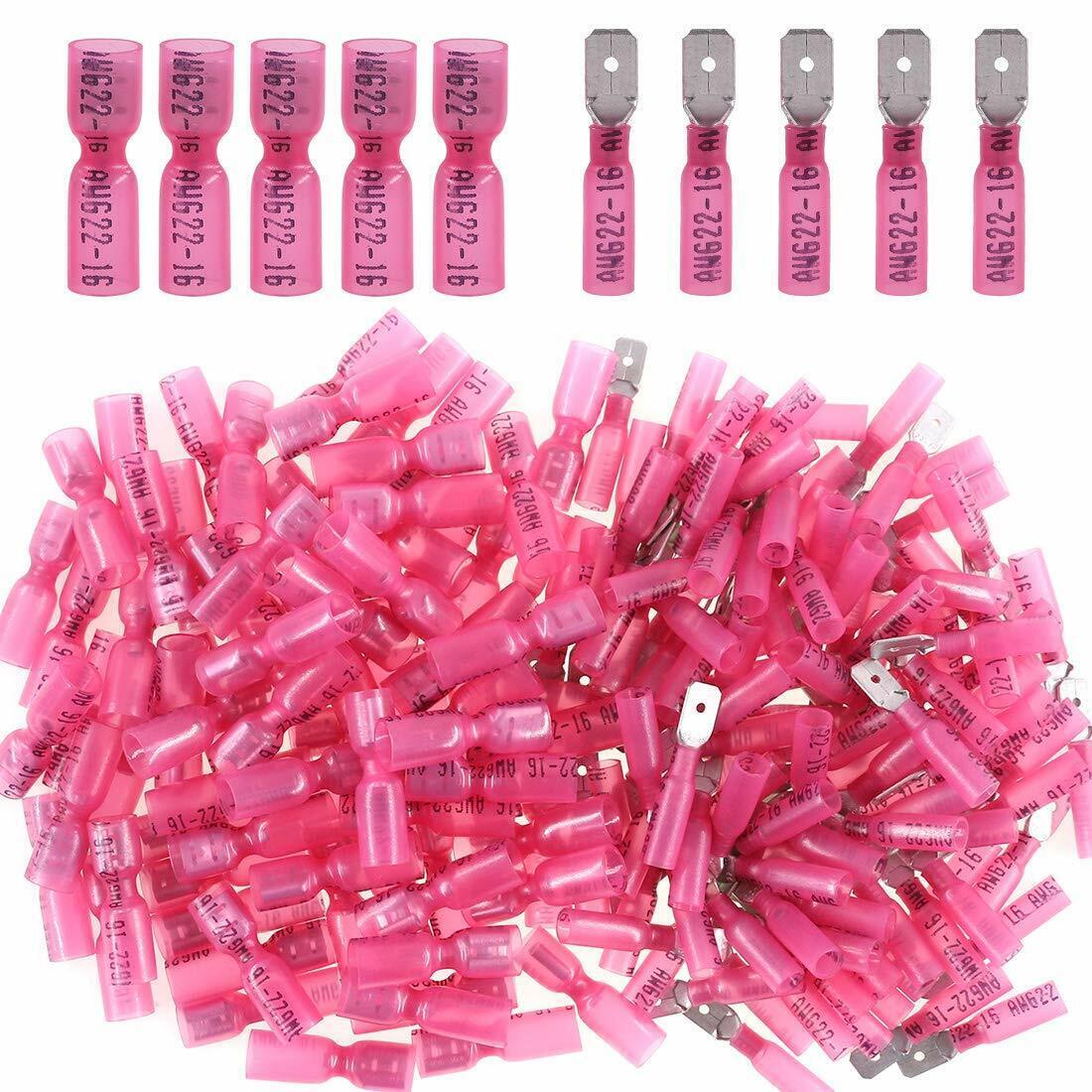 50/100PCS Heat Shrink Spade Wire Connectors Assortment Crimp Terminals 22-10AWG