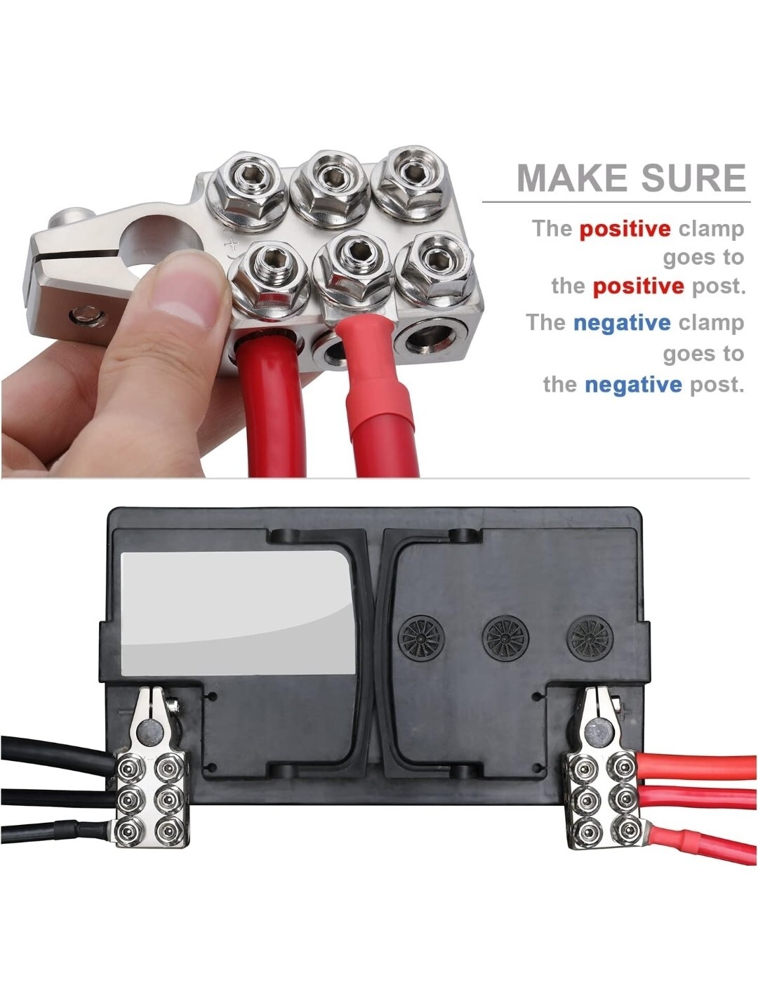 Battery Terminal Connector12way Clamps 8awg Up To 4/0xl Awg Gauge Positive And