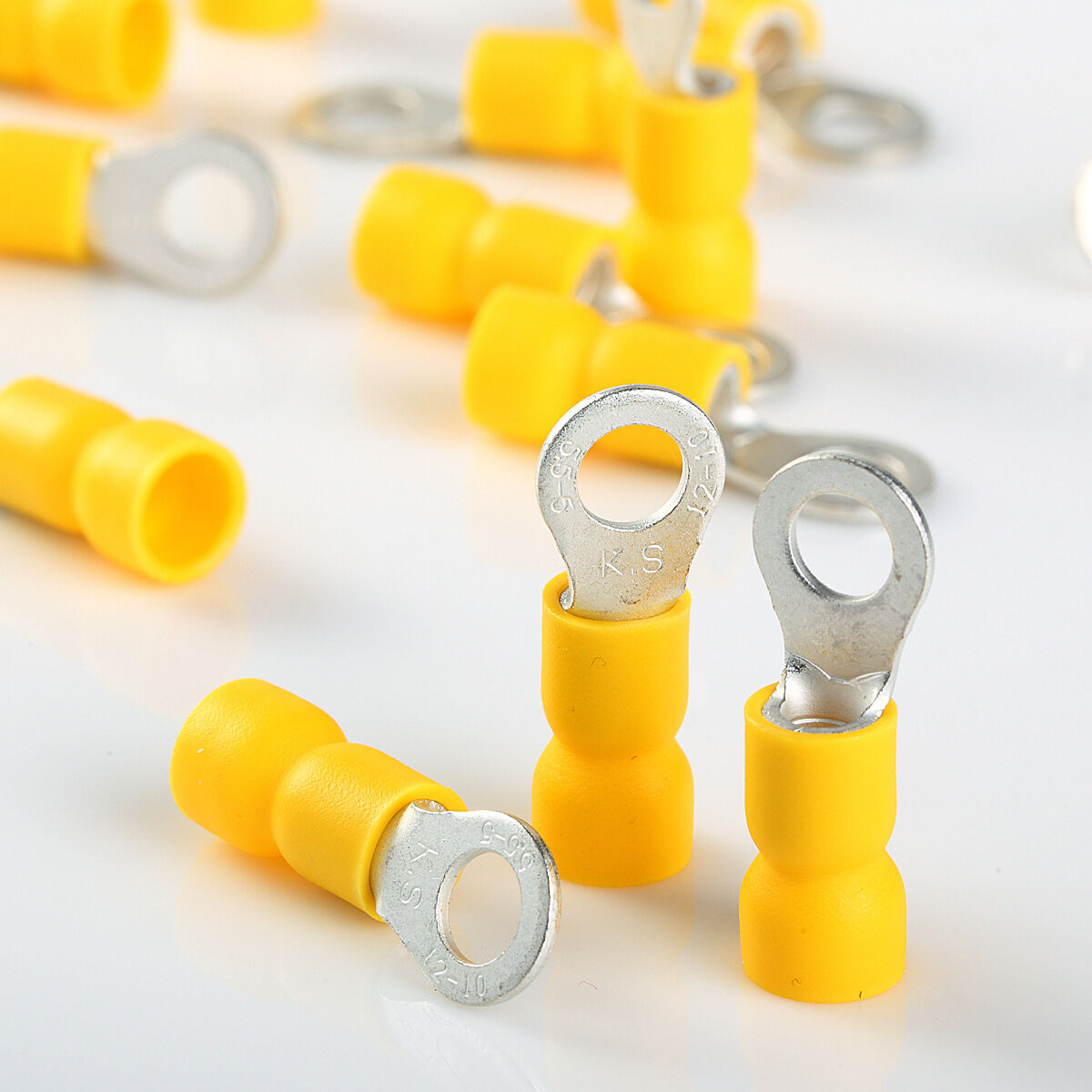 Yellow 12-10 Gauge Wire Ring Terminals Vinyl #10 Car Audio Connectors 100pcs