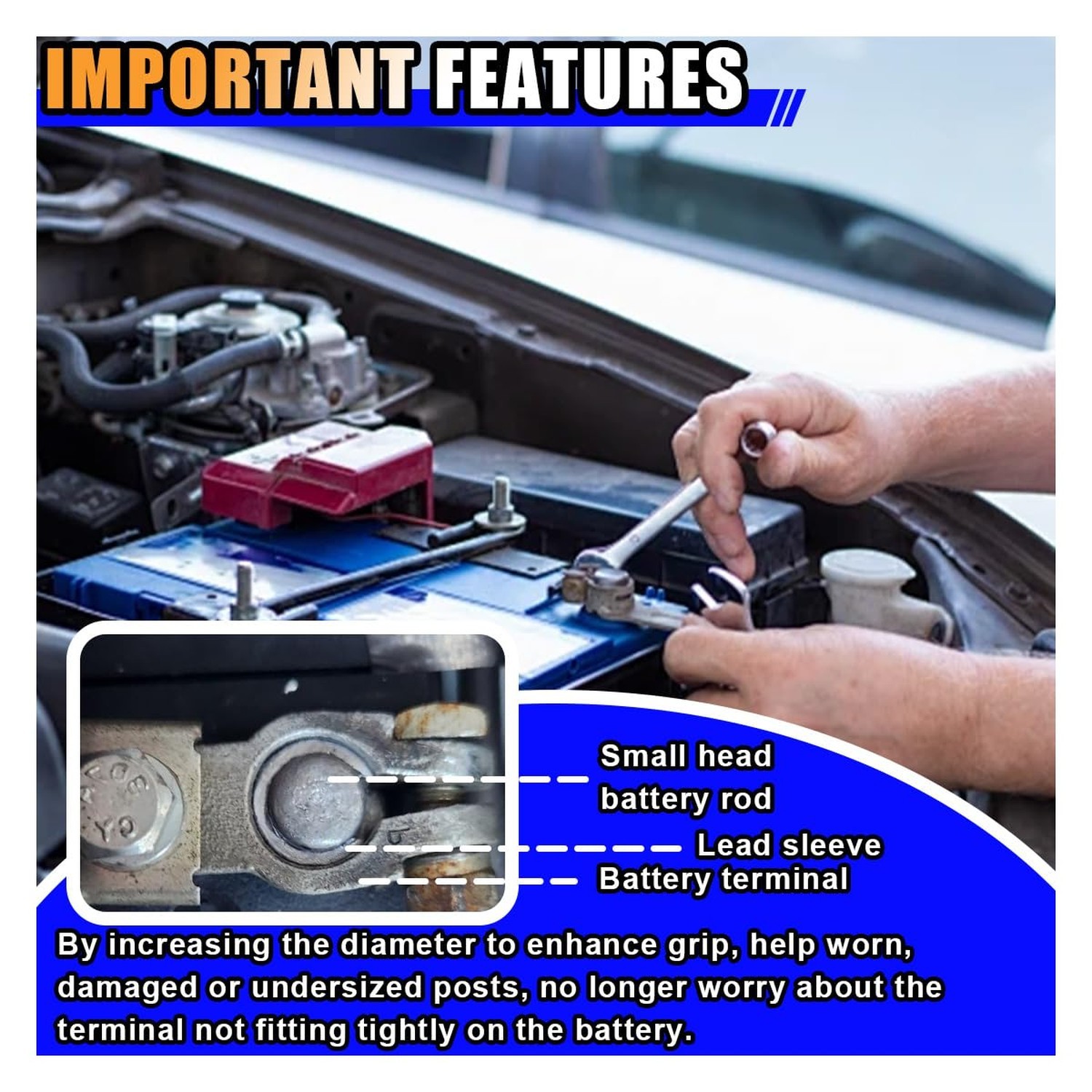 Car Battery Post Shims 1 Pair Lead Terminal Adapter Sleeves Positive Negative US