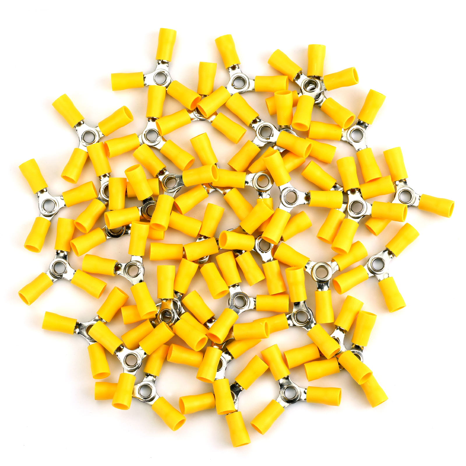 50 Wire Crimp 3 Way Y Ring Butt Connector Terminal Vinyl Yellow 12-10 awg Gauge