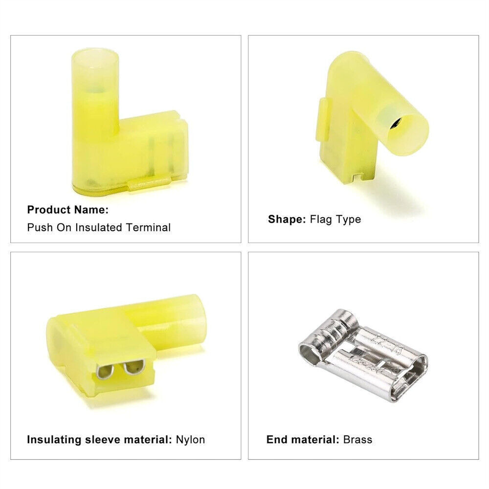 240/35PCS Flag Connectors Quick Wire Terminals 22-10 Gauge Right Angle Spades
