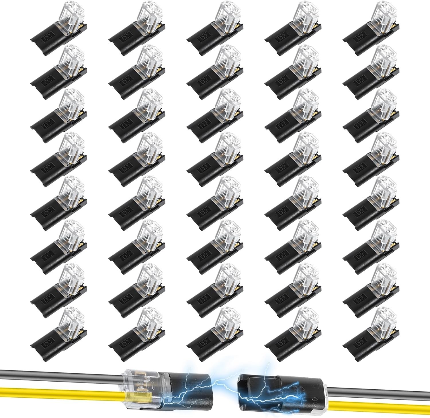 40 Pcs Low Voltage Wire Connector, Quick Solderless Wire Splice Connector, 2 Wir