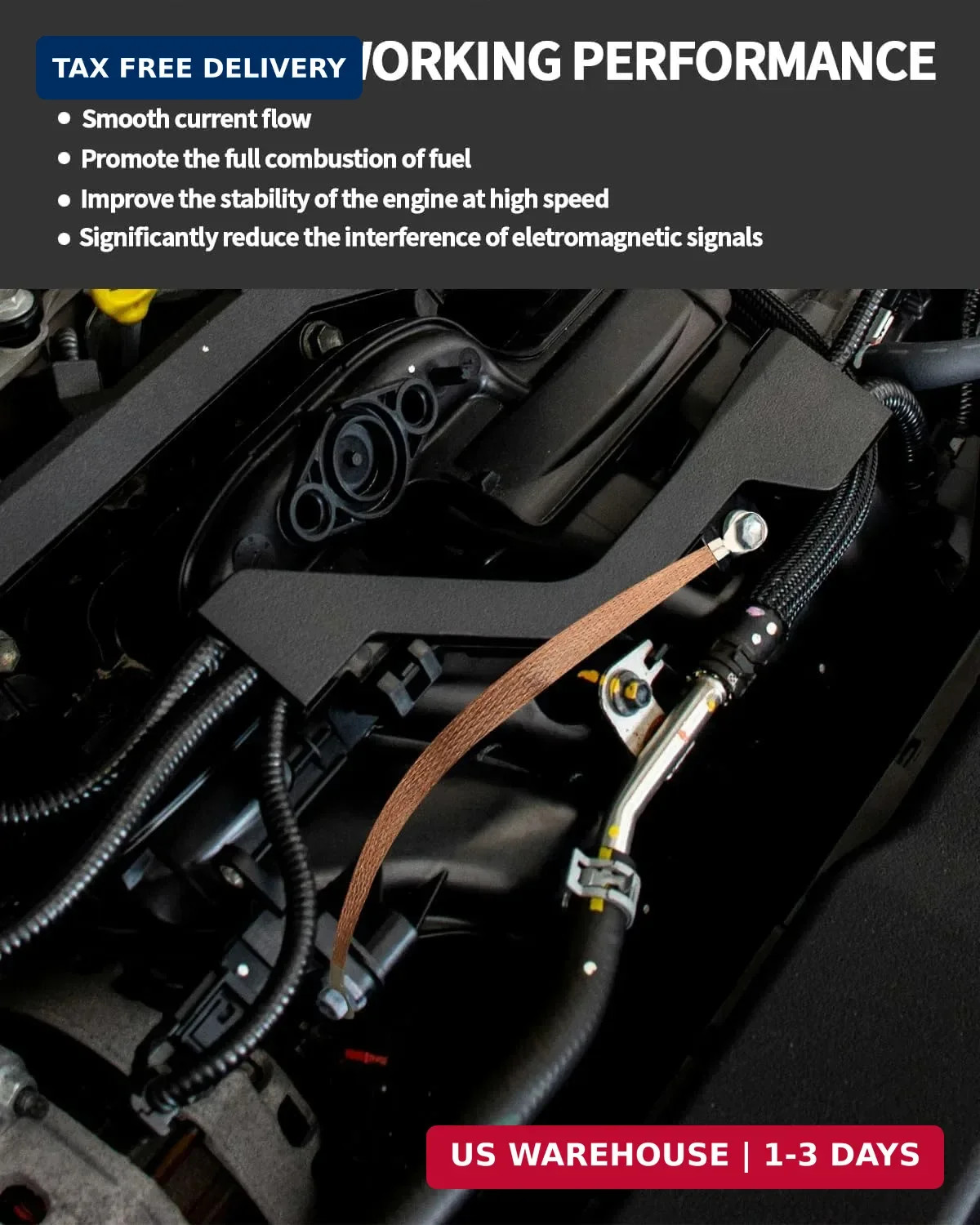 6 PCS Universal Automotive Braided Copper Ground Strap, 12 Inch Engine Ground St