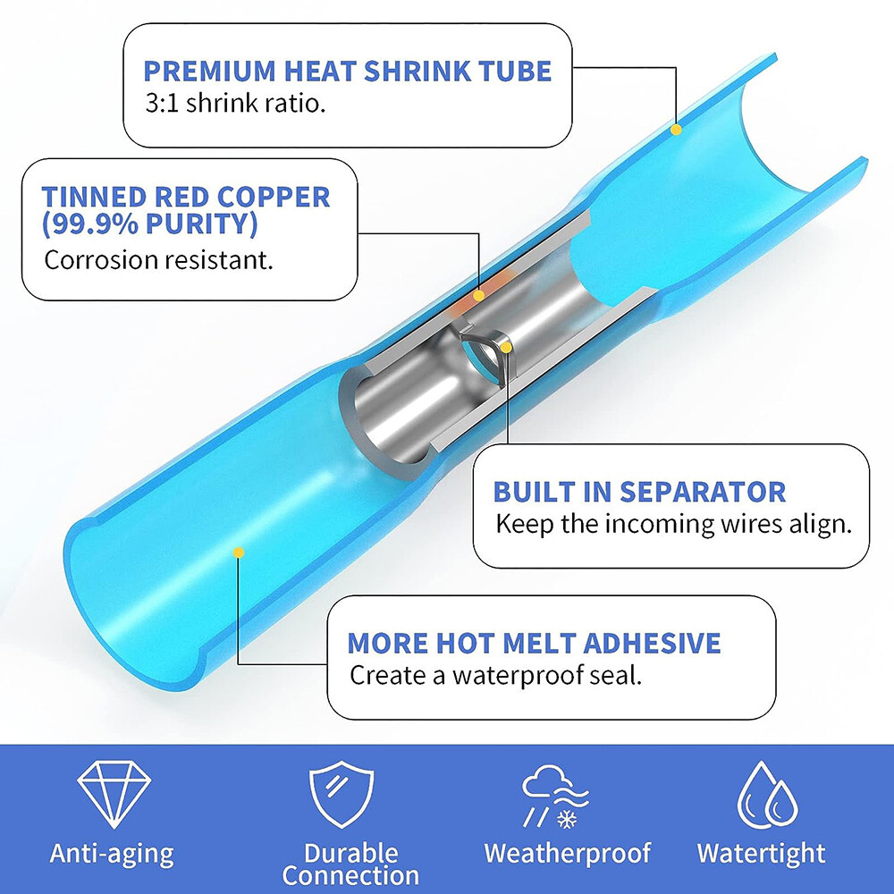400PCS Heat Shrinkable Wire Connector Marine Grade Waterproof Wire Connector Kit