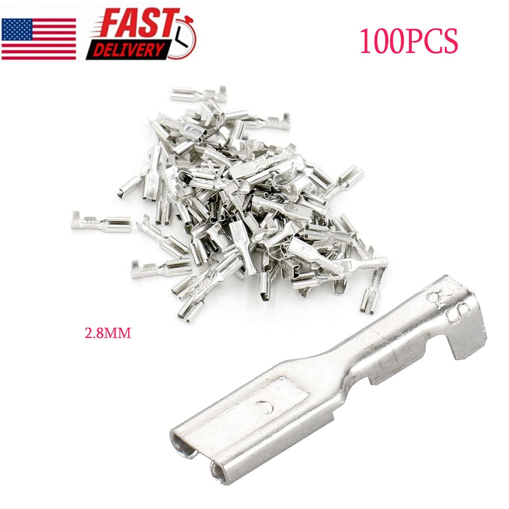 100PCS 2.8MM Female Spade Crimp Terminal Electrical Wire Connector Terminals