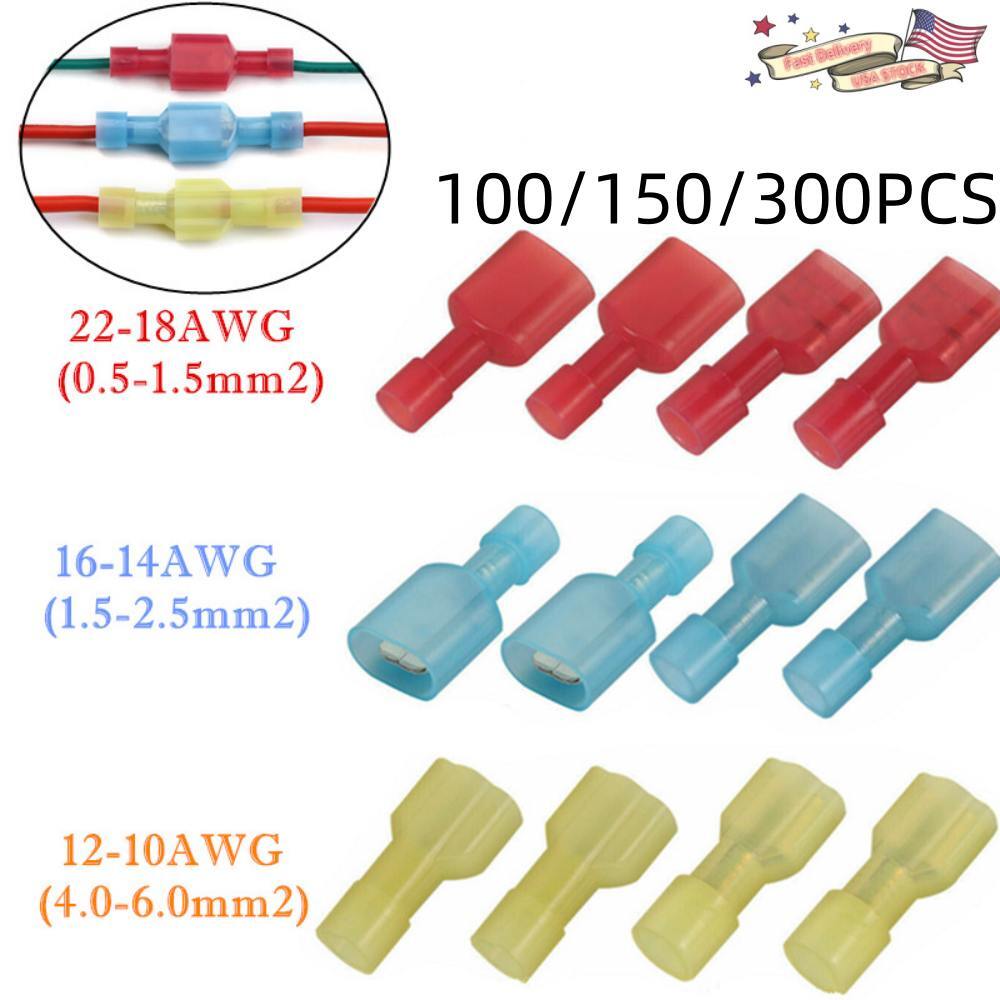 300/150pcs Male Female Insulated Wire Spade Terminal Crimp Connector Set 10-22GA