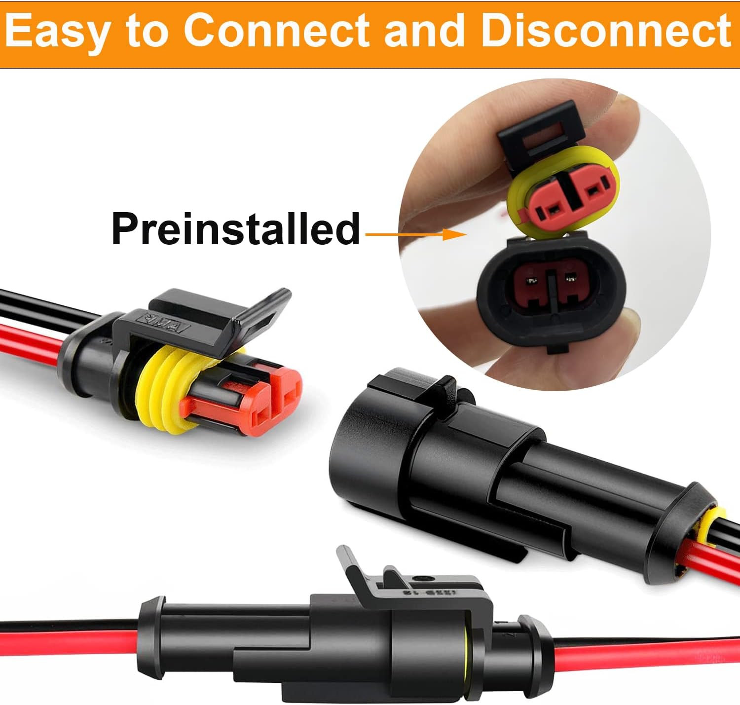 20 AWG Waterproof Wire Connectors Automotive Electrical Connectors Quick Disconn