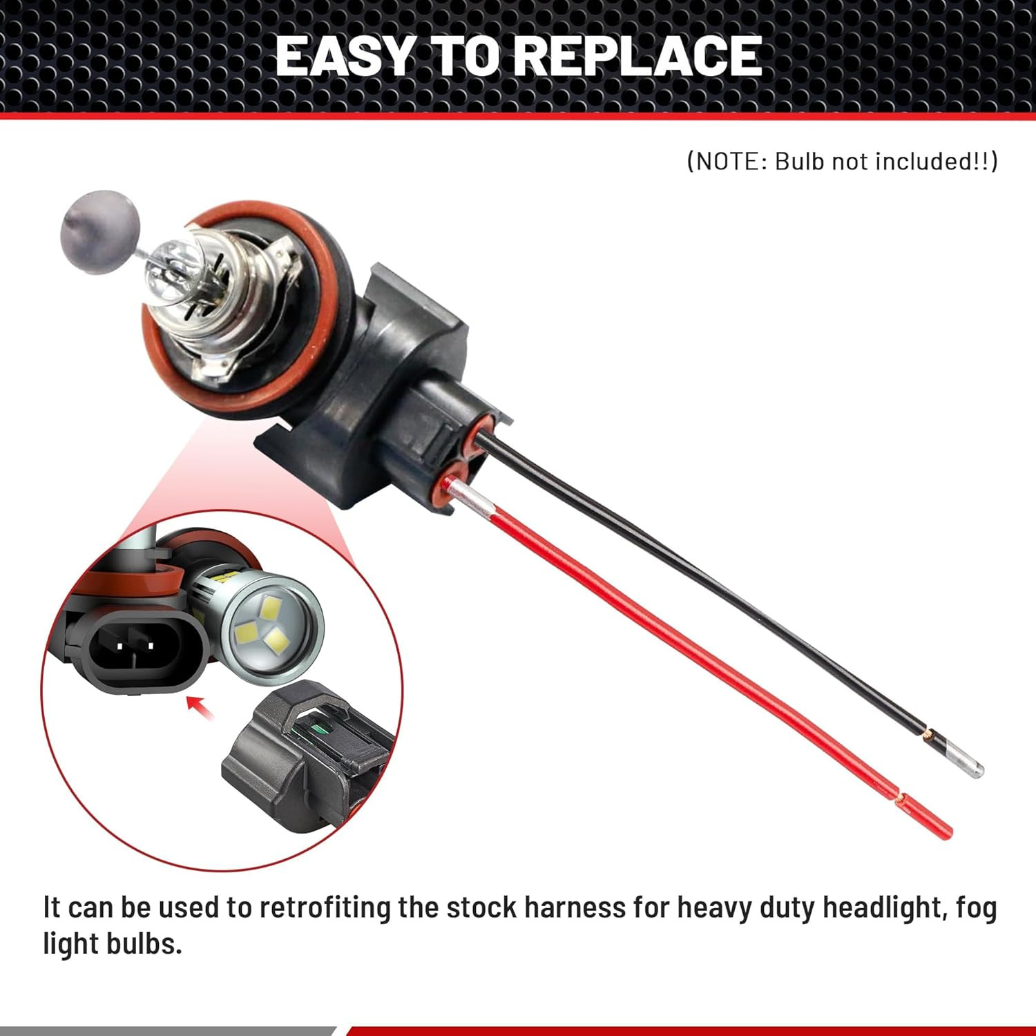 H8 H9 H11 880 881 Female Adapter Wire Connector Replace OEM Headlight Fog Light