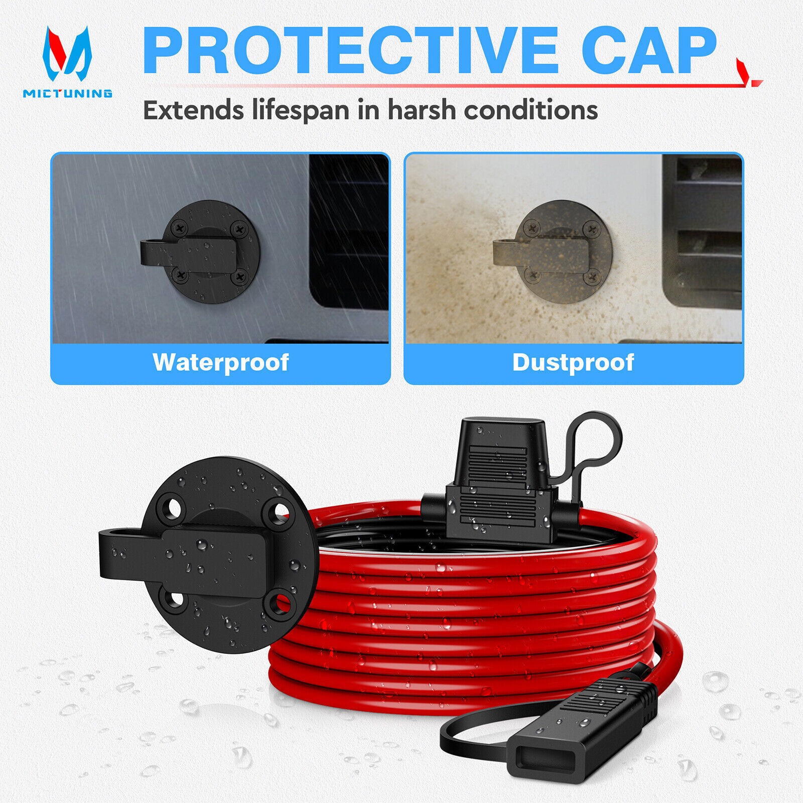5.5ft 10AWG Power SAE Plug Socket Sidewall Port to SAE Cord Extension Connector