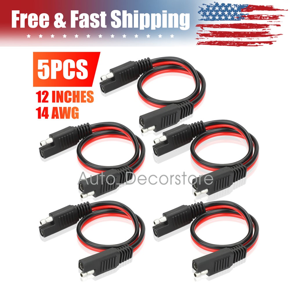 5x 12″ 2 Pin Quick Disconnect 14 Gauge Polarized Molded Connectors Power Cable