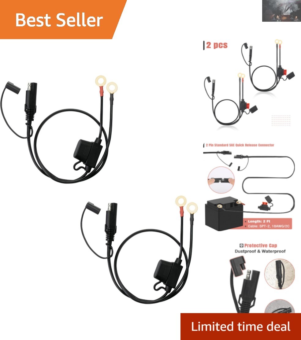 Quick Disconnect 2 FT SAE to O Ring Terminal Harness – 2 Pack Battery Connectors