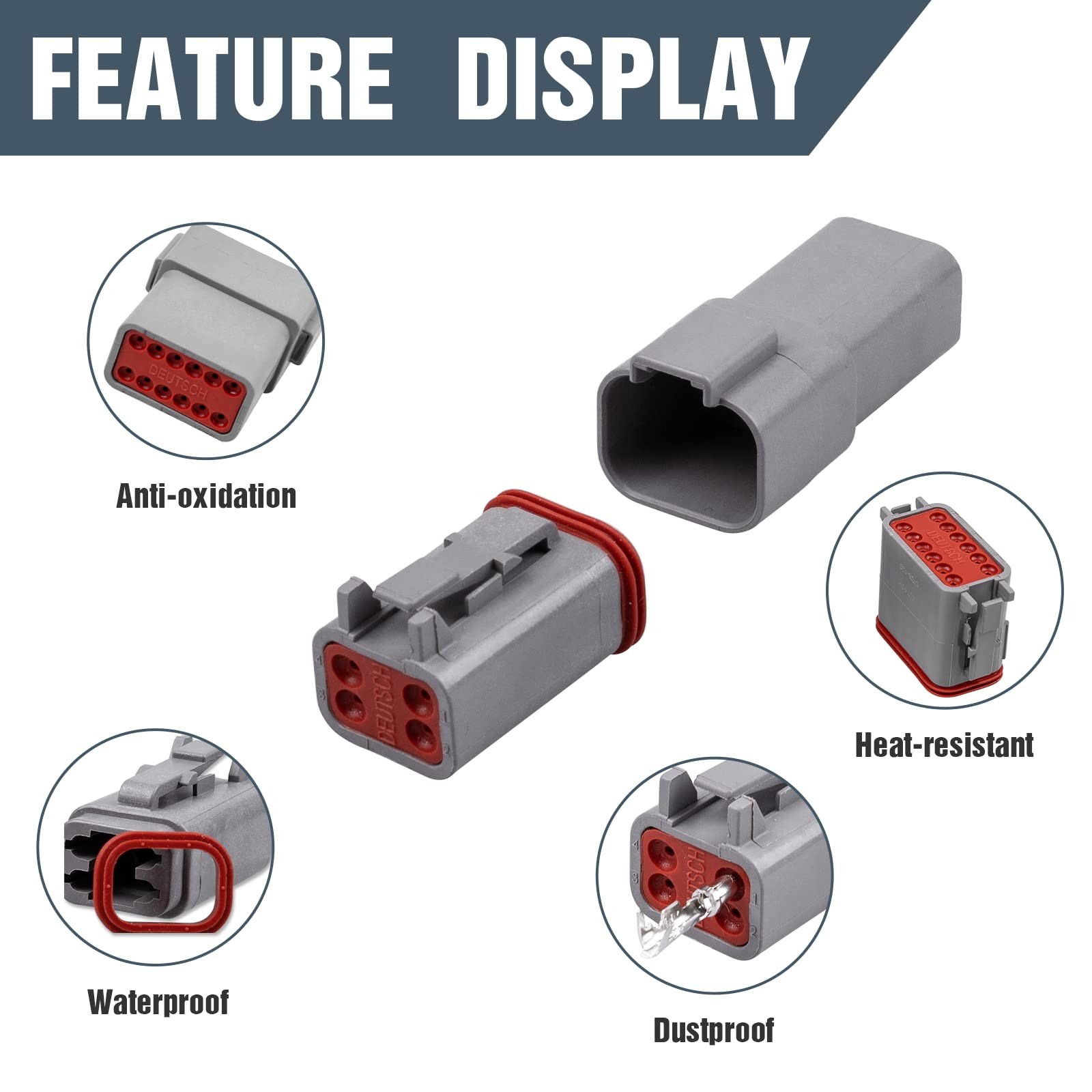228 PCS Deutsch DT Connector Kit, 2, 3, 4, 6, 8, 12 Pin Gray Connector Assemb…
