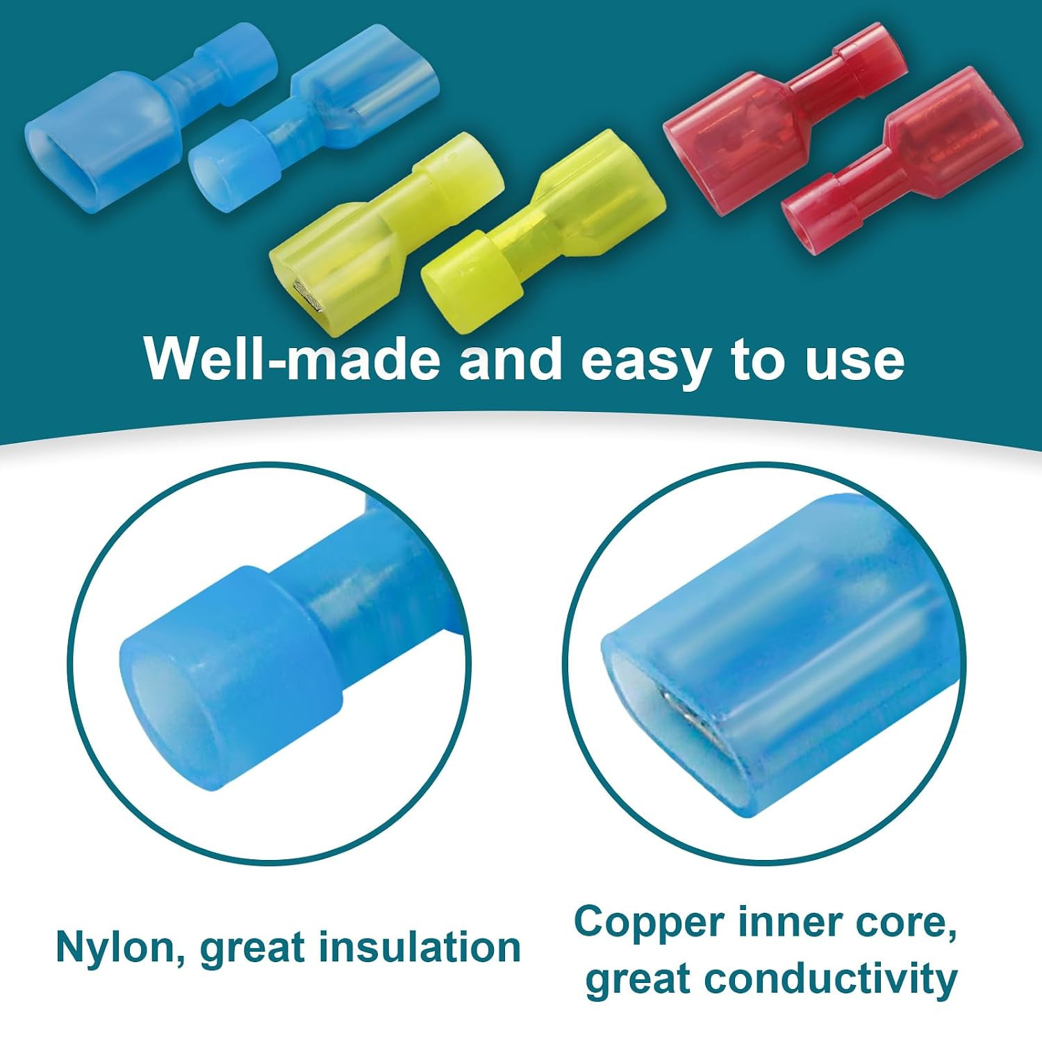 160PCS Spade Connectors, 22-10AWG Spade Terminal, Female and Male | Quick Discon
