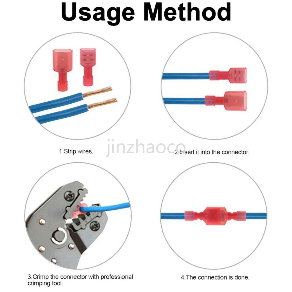 100PCS Nylon Female Male Insulated Spade Crimp Terminal Wire Connectors 22-16AWG
