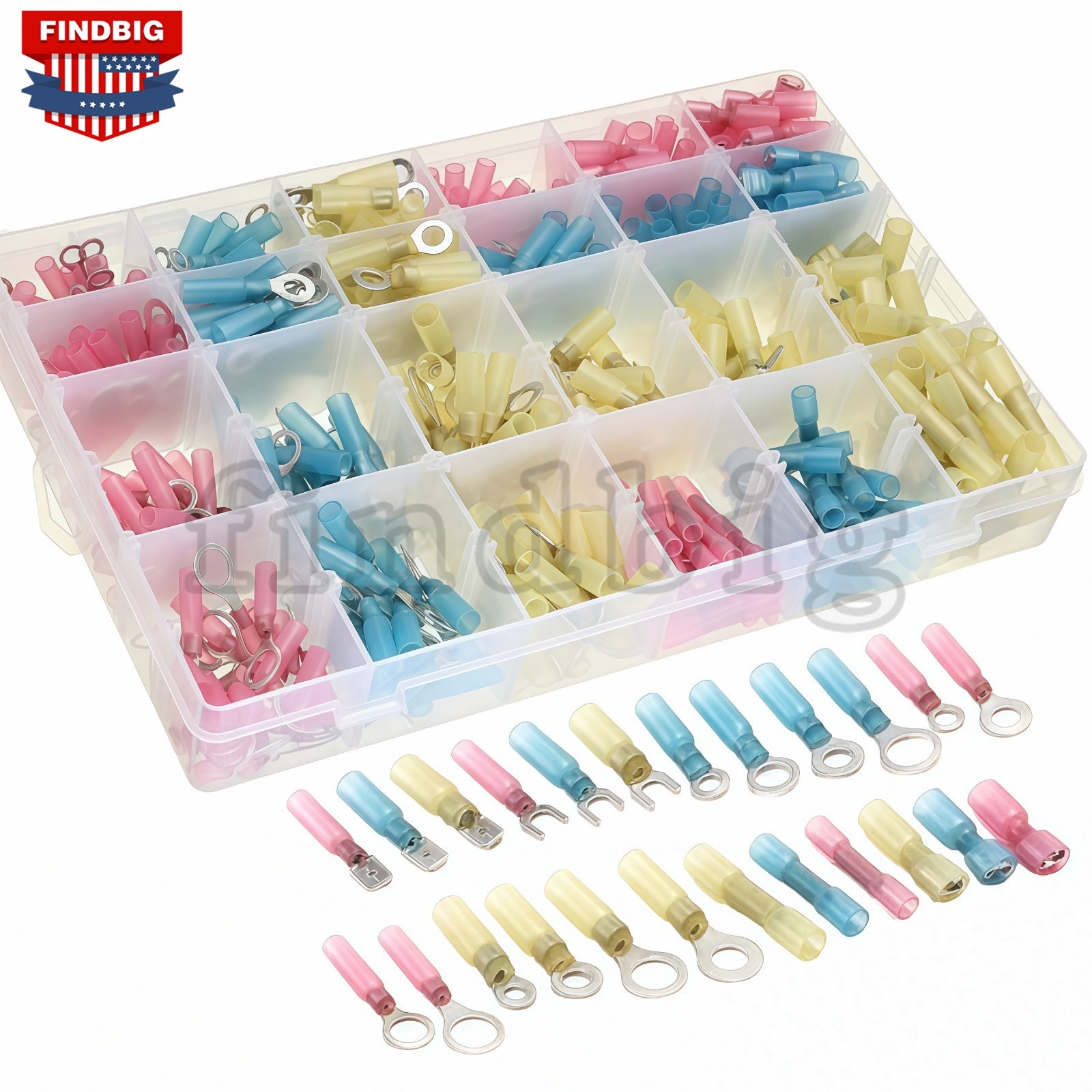 480PCS Heat Shrink Wire Connectors Assortment Crimp Terminals Marine Case Kit