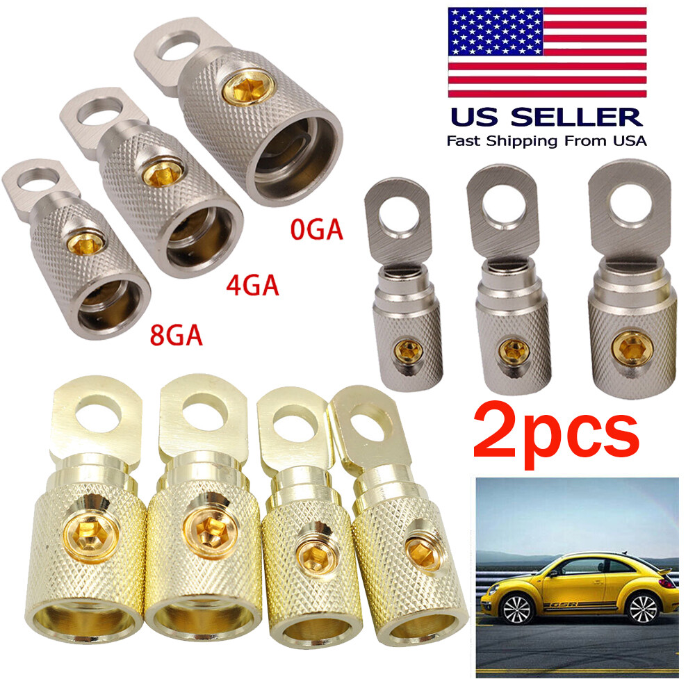2/4PCS Car Power Ground Wire Coupler Butt Connector 0 /4 /8 Gauge Screw Terminal