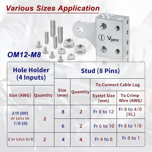 12-Way Lead-Acid or Lithium Battery Terminal OM12-M8(M8 & 5/16”-18)