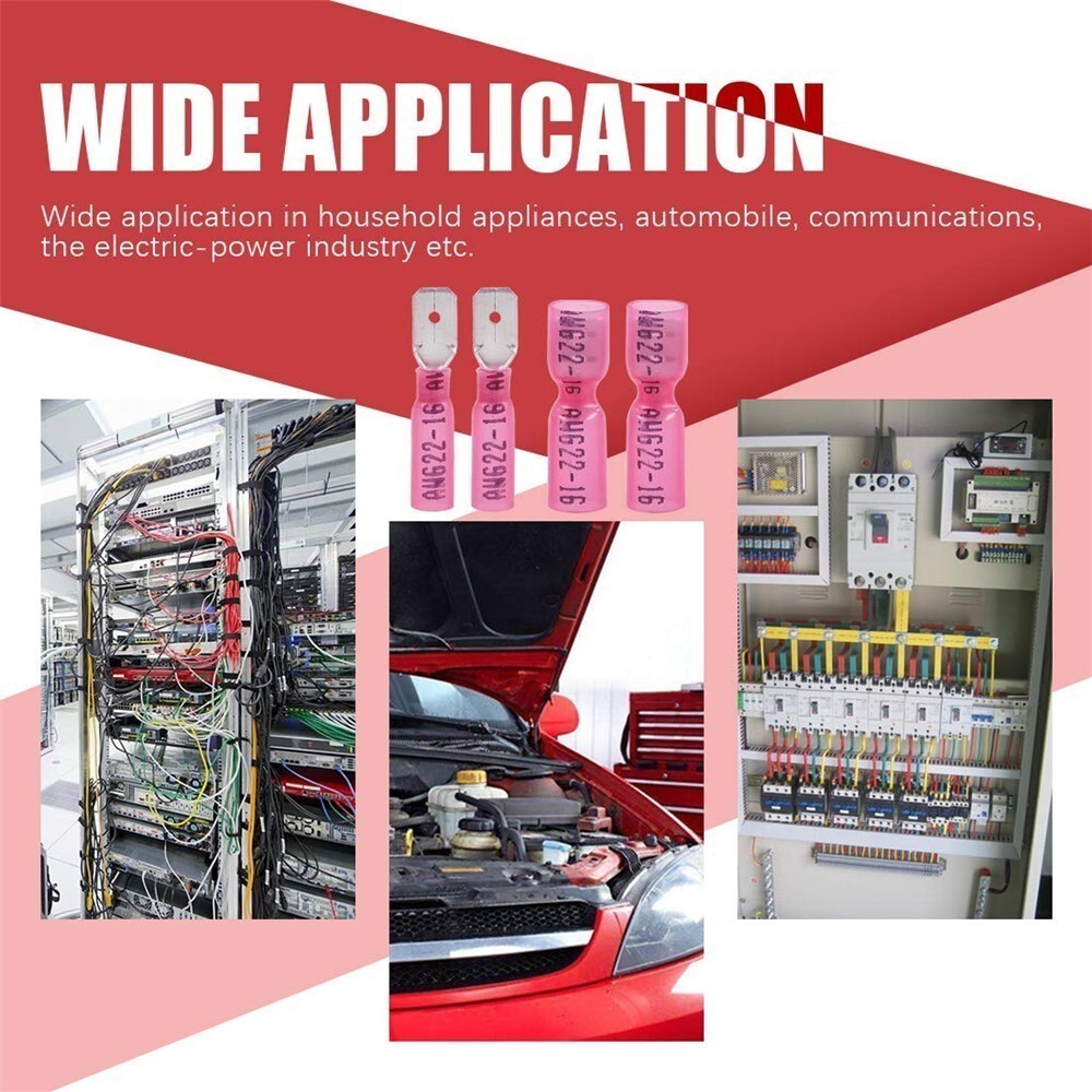 200PCS Heat Shrink Wire Connector 16-22AWG Female Male 0.25″ Spade Terminals Kit