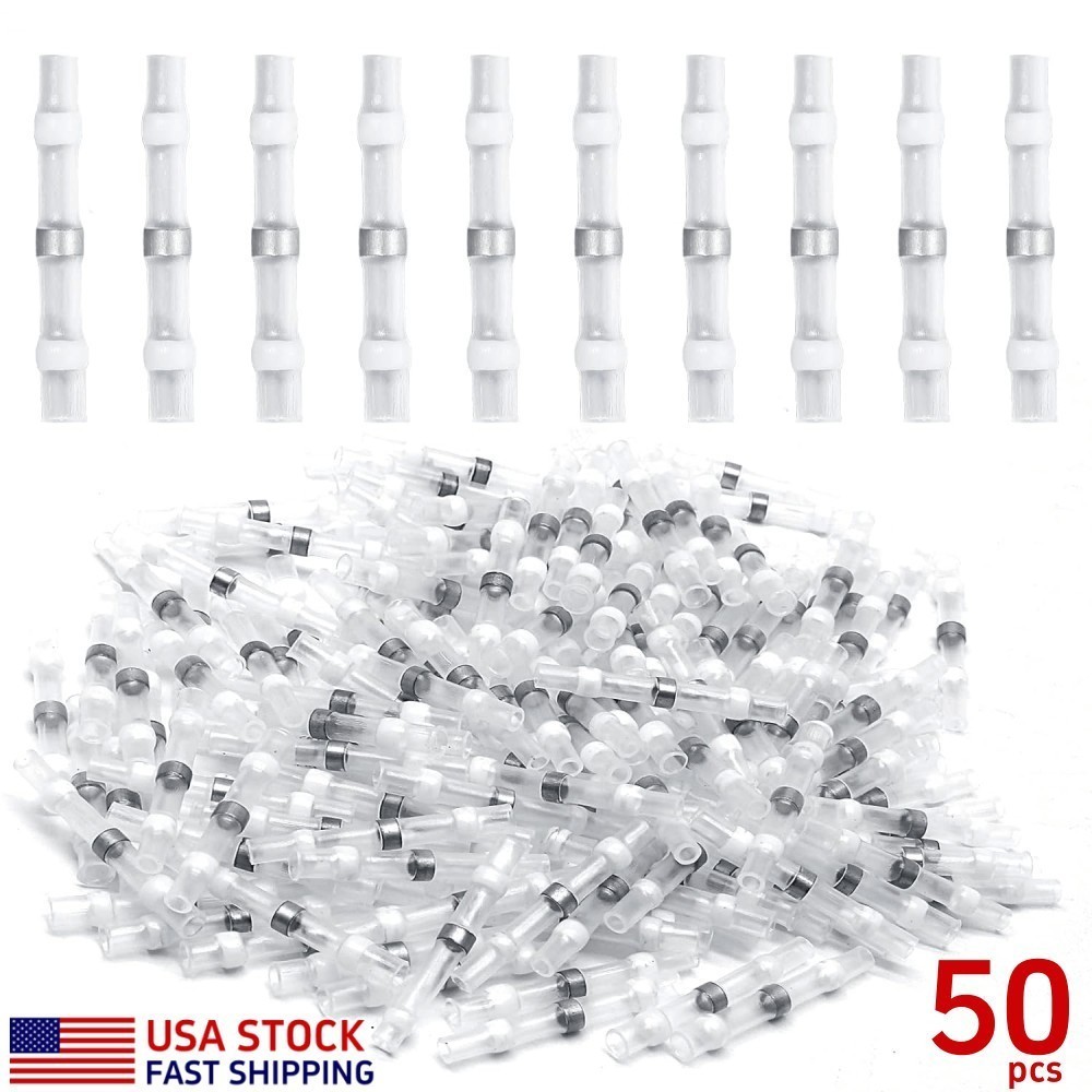 50pcs Solder Seal Wire Connectors AWG 26-24 Waterproof Heat Shrink Terminals US