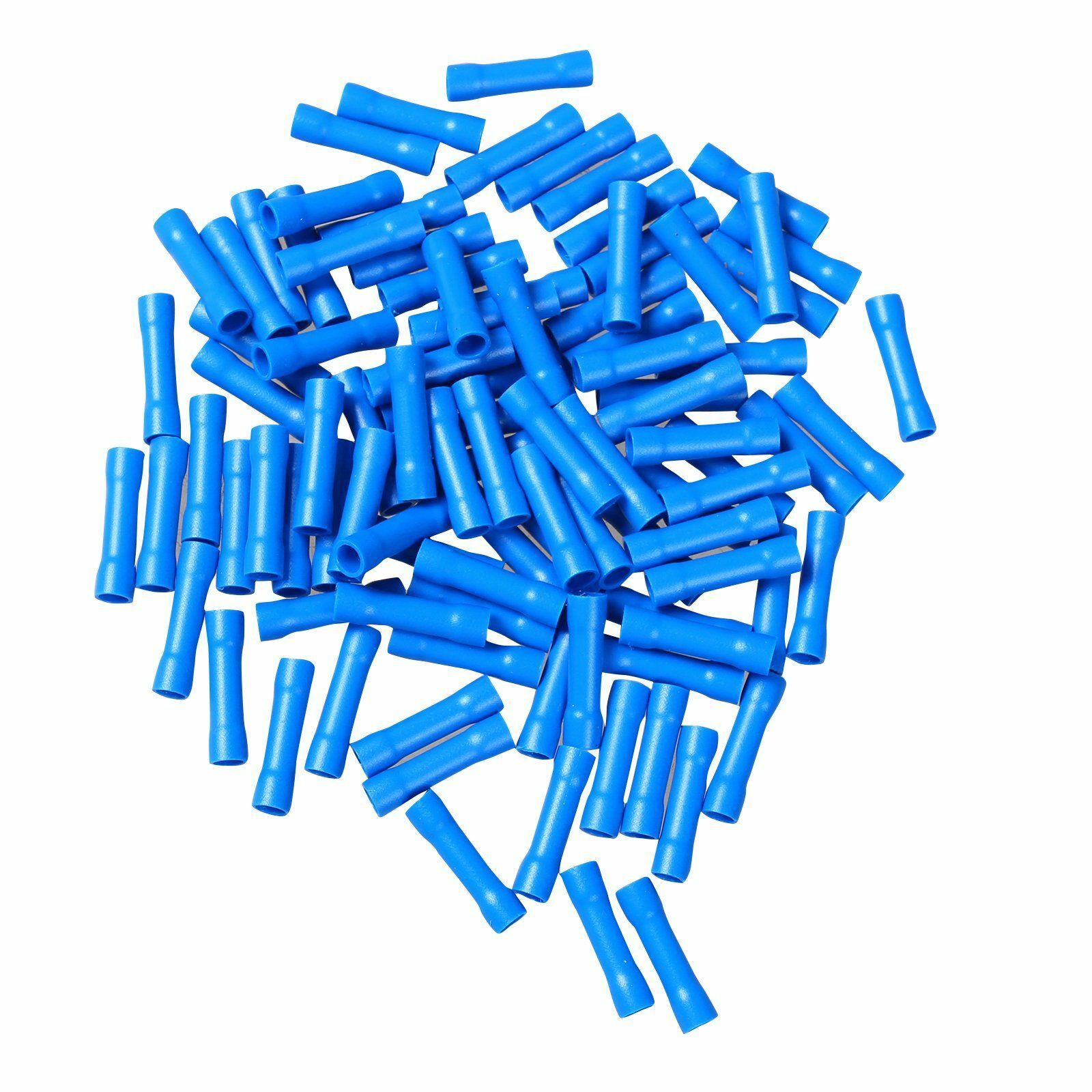 100Pcs Car Audio/Alarm Wire Butt Connector Terminals 16-14 AWG GA Gauge Blue